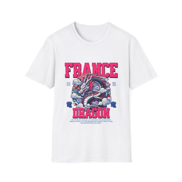Dragon Graphic T-Shirt, France Dragon Tee, Unisex Softstyle Shirt, Casual Wear, Gift for Dragon Lovers, Unique Graphic Tee